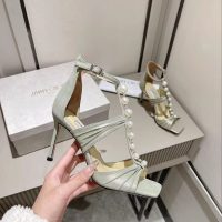 Jimmy choo pearl-embellished heel pump sandal casual caged heel slip-on size35-42 8.5cm - 图片 7