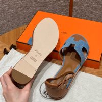 Hermes women's block-heel Strappy Sandals in Tan Calfskin size35-42 boutique inclusion