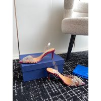 aquazzura crystal-detailed heel slingback pump transparent plastic heel sandal size35-42 7.5cm - 图片 3