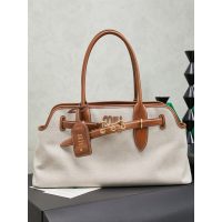 Canvas Miu Miu medieval shoulder tote bag holiday resort beach tote in two size