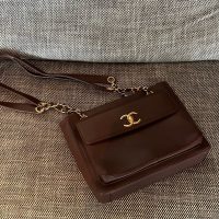 Vintage Chanel Front Pocket Tote Bag in Chocolate smooth calfskin