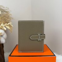 epsom Hermes beam trifold small wallet card holder with silver H clasp