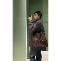 Burgundy Prada Small Tote bag with cargo pocket