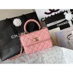 lambskin Chanel Trendy CC Top-Handle Flap Bag-thick pink