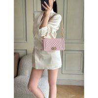 vintage Chanel medium boy bag in diamond-quilted lambskin