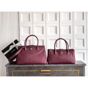 Large Chanel burgundy Preppy Coco Shopping Tote Bag in caviar calfskin
