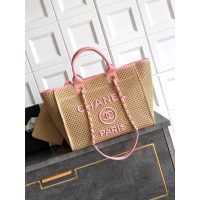 Large Chanel Deauville Tote bag in Raffia-Effect Mixed Fibers and calfskin