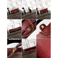 Green Chane Long Clutch in Lizard-Effect Calfskin