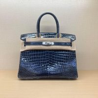 Shiny Nile crocodile Her^^m Birkin 25 handmade shopper handbag upscale banquet dinner tote