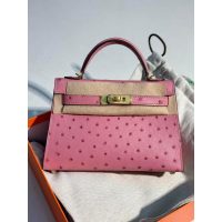 ostrich Hermes mini kelly pochette GHW full handmade boutique inclusion