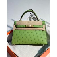 ostrich Hermes mini kelly pochette GHW full handmade boutique inclusion