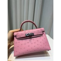 ostrich leather Her.mes mini kelly pochette sling crossbody shoulder mobilephone bag handmade stitch - 图片 3
