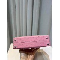 ostrich leather Her.mes mini kelly pochette sling crossbody shoulder mobilephone bag handmade stitch - 图片 5