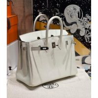 Hermes birkin 25 top-handle handbag PHW-craie swift leather full handmade/boutique inclusion