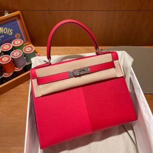 limited edition Hermes Kelly 25 Casaque handbag PHW full handmade boutique package