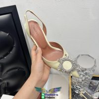 Pre-order amina muanddi slingback party wedding shoes crystal-detailed velvet heel pump sandal 35-40 - 图片 8