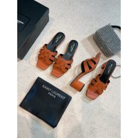 YSL chunky-heel half drag shoes heel summer sandal pump healthy indoor slipper size35-42 4cm heel - 图片 4