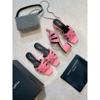 YSL chunky-heel half drag shoes heel summer sandal pump healthy indoor slipper size35-42 4cm heel - 图片 5
