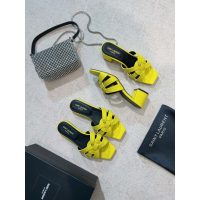 YSL chunky-heel half drag shoes heel summer sandal pump healthy indoor slipper size35-42 4cm heel - 图片 9