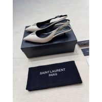 YSL pointed kitten heel pump slip-on crystal-detailed slingback sandal size35-40 3cm height - 图片 4