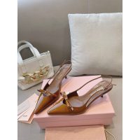 COD 缪缪 Miu kitten heel slingback pointed heel pump sandal in patent leather size35-42 5.5cm height - 图片 2