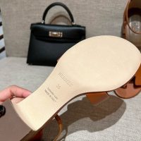 Hermes women's block-heel Strappy Sandals in Tan Calfskin size35-42 boutique inclusion