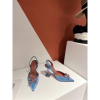 Amina Muaddi satin crystal-bow heel slingback pump hot girl nightclub dancer shoes size35-42 - 图片 8