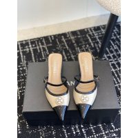 Chanel kitten heel slide mules half drag shoes casual heel sandal slipper size35-40 - 图片 3