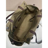 Prada canvas shoulder tote bag with multi-pocket