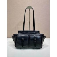 Prada Route Medium shoulder Tote bag in cacao calfskin