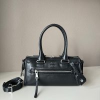 calfskin Miu miu barrel-shaped shopper handbag with removeable strap