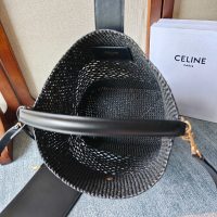 Celine ruffia-woven bucket handbag/shoulder crossbody tote/resort beach bag with zipper clutch - 图片 5