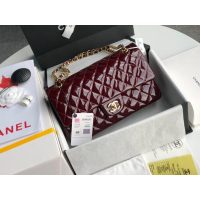 Chane Cf25 l Medium Double Flap Bag in burgundy Patent Leather