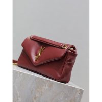Burgundy YSL CALYPSO underarm baguette messenger flap slouchy cosmetic pouch in lambskin - 图片 5
