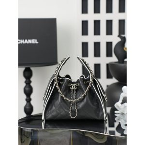 Chanel 25 Small/medium Handbag in Black and White with detachable clutch