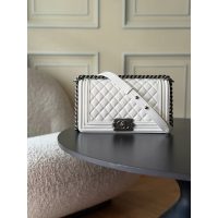 vintage Chanel medium boy bag in diamond-quilted lambskin