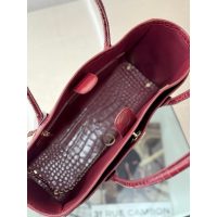 Chanel burgundy Small Shopping Tote in croco-effect calfskin