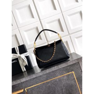 Quilted Chanel Hobo Bag in Black Calfskin
