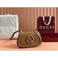 Gucci brown small Saddle Bag in GG Canvas and Calfskin