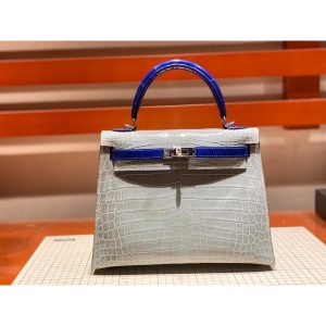 Hermes bicolor kelly 25 handbag GHW with horseshoe stamp in alligator full handmade/boutique inclusion