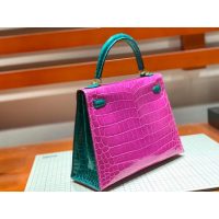 Hermes bicolor kelly 25 handbag GHW with horseshoe stamp in alligator full handmade/boutique inclusion