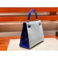 Hermes bicolor kelly 25 handbag GHW with horseshoe stamp in alligator full handmade/boutique inclusion