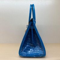 Shiny Nile crocodile Her^^m Birkin 25 handmade shopper handbag upscale banquet dinner tote - 图片 7
