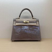 Shiny Nile crocodile Her^^m Kelly 25cm structured shopper handbag luxury design tote - 图片 2