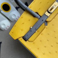 hermes ostrich Birkin 25 handbag color-contrast shopping tote business briefcase handmade stich