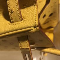 ostrich hermes Jaune Citron Birkin30 handbag GHW full handmade boutique inclusion