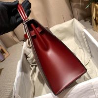 Hermes kelly 28 Burgundy handbag in box calfskin PHW full handmade boutique inclusion