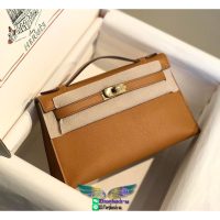 Pre-order swift leather Herme mini Kelly pochette cosmetic clutch authetic quality - 图片 6