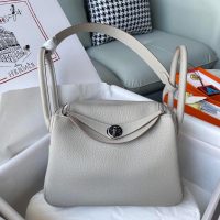 togo Hermes etain lindy 26 shoulder tote bag PHW-full handmade/boutique inclusion