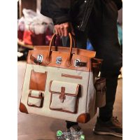 Hermes birkin 40 hac cargo travel luggage bag-canvas swift leather full handmade/boutique inclusion